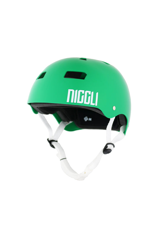 CAPACETE VERDE FITA BRANCA PRO BRILHO