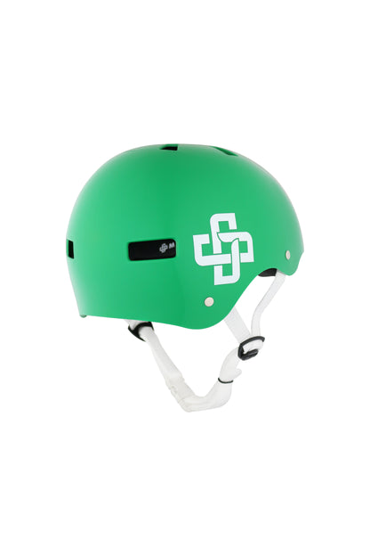 CAPACETE VERDE FITA BRANCA PRO BRILHO