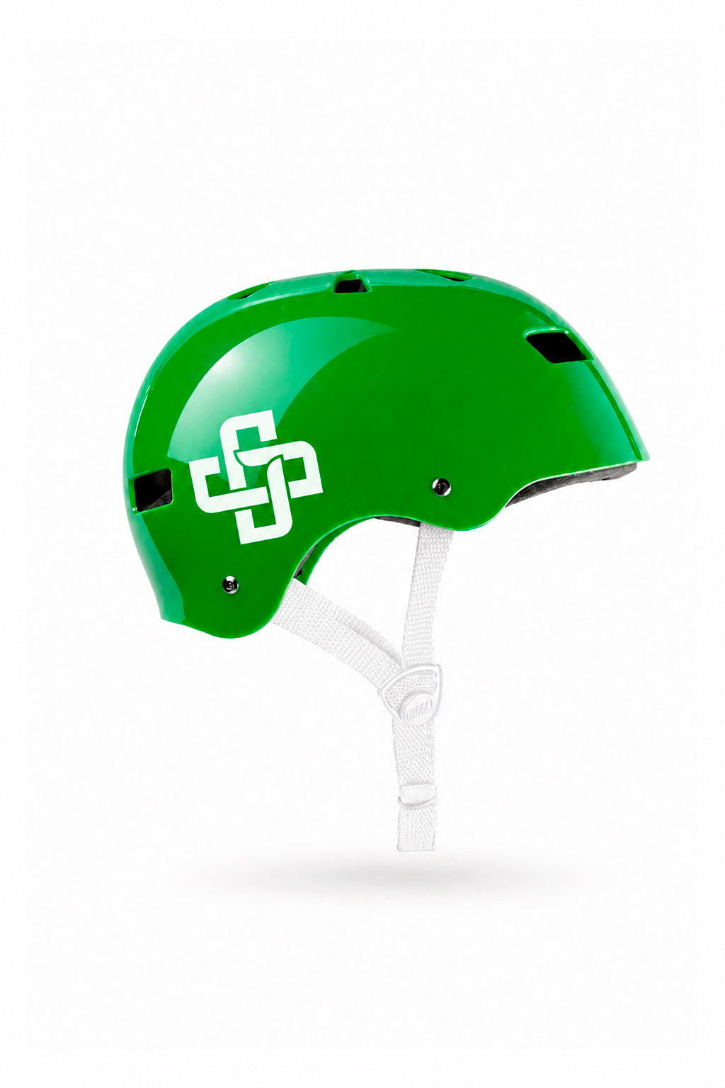 CAPACETE VERDE FITA BRANCA PRO BRILHO